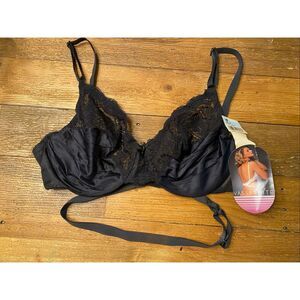 Vassarette 36D NWT Black 80's vintage backless Bra style 4255 lace multi-way